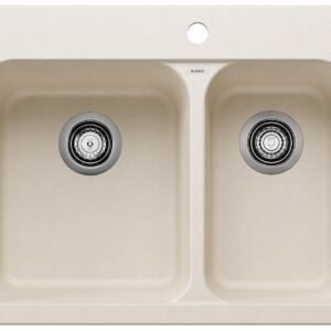Vision 1-1/2 2 Bowl Silgraint Drop-In Kitchen Sink - Soft White 402898 Blanco