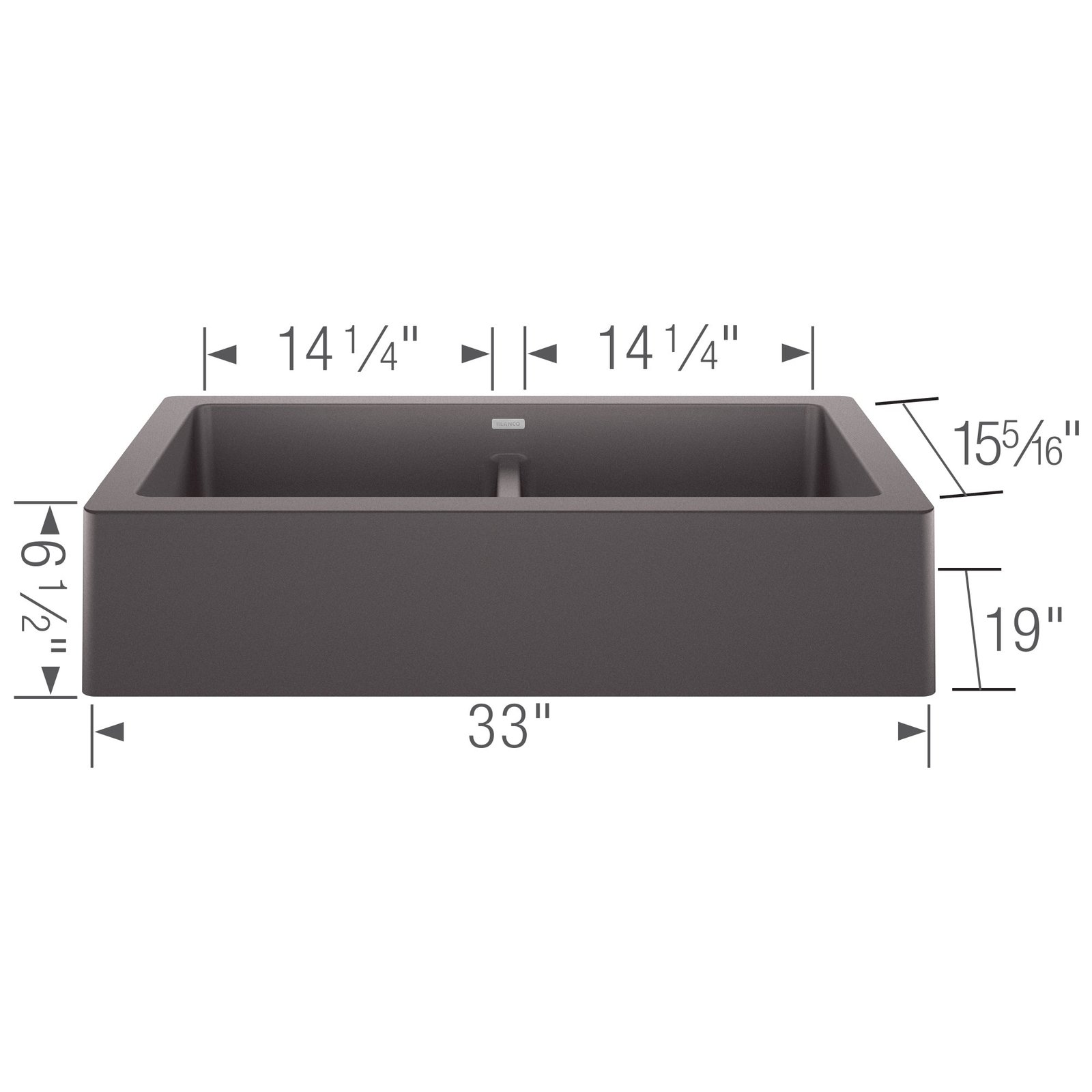 Vintera 33 2 Bowl Silgraint Apron Front Kitchen Sink - Cinder 402591 Blanco - Image 3
