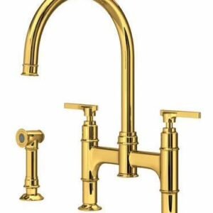 Southbank Bridge Kitchen Faucet With Side Spray - Unlacquered Brass U.SB57D3LMULB Perrin & Rowe