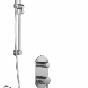 RoundOne TD3 Plus Thermostatic Integrated Diverter Tub and Shower System with Vertical Ceiling Arm - Chrome BF1642-110-101 Kalia