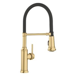 Empressa Semi-Pro Kitchen Faucet with Pulldown Spray - Satin Gold 442982 Blanco