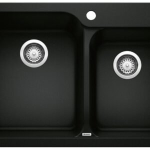 Vision 1-3/4 2 Bowl Silgraint Drop-In Kitchen Sink - Coal Black 402632 Blanco