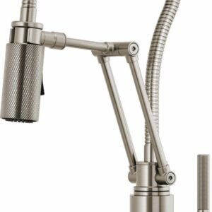 Litze Articulating Kitchen Faucet with Finished Hose and Knurled Handle - Stainless Steel 63143LF-SS Brizo