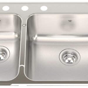 Steel Queen 31-1/4" 3-Hole 1.5 Bowl Drop-In Kitchen Sink - Stainless Steel QCLA2031L-8-3 Kindred