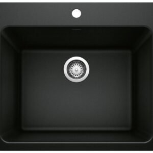 Liven 1 Bowl Silgranit Dual Mount Laundry Sink - Coal Black 402646 Blanco