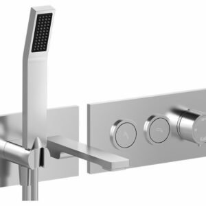 Kareo Thermostatic Push-Button Wall Mount Tub Filler with Hand Shower - Chrome BF2168-110 Kalia