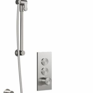 Moroka TB2 Plus Thermostatic Push-Button Shower System with Wall Arm (Less Valve) - Pure Nickel BF2096-125-100 Kalia