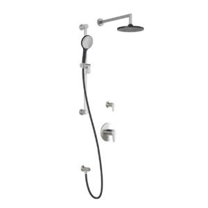 Kontour T2 Thermostatic Shower System with Wall Arm (less valves) - Black/Chrome BF1346-150 Kalia