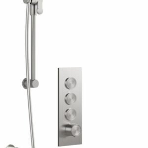 RoundOne TB3 Thermostatic Push-Button Shower System with Wall Arm (Less Valve) - Pure Nickel BF2067-125 Kalia