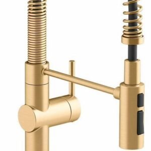 Crue Semi-Professional Kitchen Faucet with Spring Pulldown Spray - Vibrant Brushed Moderne Brass 22973-2MB Kohler