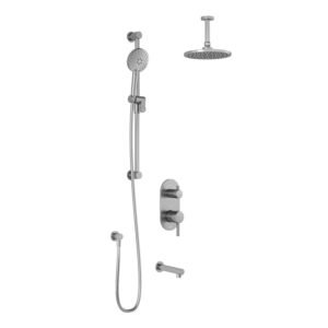 RoundOne TD3 Thermostatic Integrated Diverter Tub and Shower System with Vertical Ceiling Arm (less valve) - Chrome BF1643-110-001 Kalia
