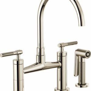 Litze Bridge Faucet with Arc Spout and Knurled Handle - Polished Nickel 62543LF-PN Brizo