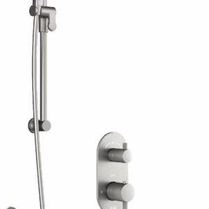 RoundOne TD2 Plus Thermostatic Shower System with Diverter & Vertical Ceiling Arm - Pure Nickel BF1638-125-101 Kalia