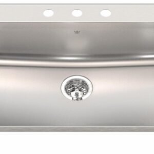 Steel Queen 33-3/8" 3-Hole 1 Bowl Drop-In Kitchen Sink - Stainless Steel QSLA2233-8-3 Kindred