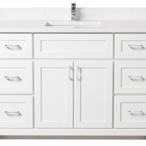 48" Standard Vanity Modern Shaker - White/Chrome/Carrera/Classic White 48WHTMODSHKSQCHRMCARSINWH Stonewood Cabinetry
