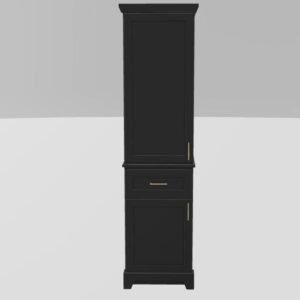 18" LH Linen Tower Modern Shaker Upper and Lower Doors with Square Handles - Midnight/Gold 18LHMIDMDSHLWSQGOLD Stonewood Cabinetry