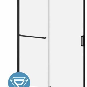 K3 (Door 2 of 2) 60" x 77" Alcove Sliding Door Fixed Panel with Towel Bar - Matte Black DR2059-160-004-001 Kalia