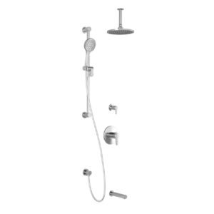 Kontour TD3 Thermostatic Tub and Shower System with Vertical Ceiling Arm - Chrome BF1613-110-001 Kalia