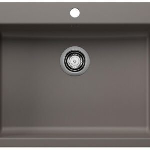 Precis ADA/CSA 1 Bowl Silgranit Dual Mount Kitchen Sink - Volcano Gray 402924 Blanco