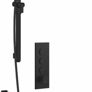 SquareOne TB3 Plus Thermostatic Push-Button Shower System with Vertical Ceiling Arm (Less Valve) - Matte Black BF2071-160-101 Kalia