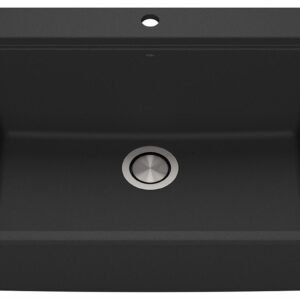 Bacia 27" Granistone 1 Bowl Drop-In Kitchen Sink with Silicone Mat & Drain - Matte Black KS2139-320 Kalia