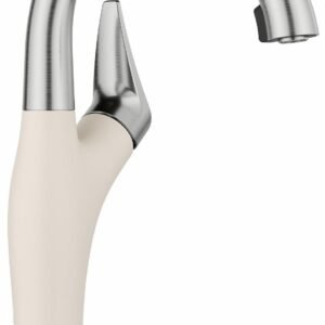 Artona Bar Faucet with Hidden Pulldown Spray - Pvd Steel/Soft White 443041 Blanco