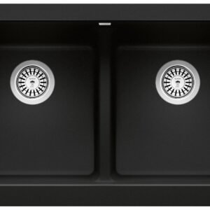 Vintera 33 2 Bowl Silgraint Apron Front Kitchen Sink - Coal Black 402597 Blanco