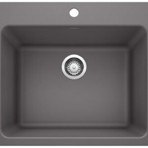 Liven 1 Bowl Silgranit Dual Mount Laundry Sink - Cinder 401905 Blanco