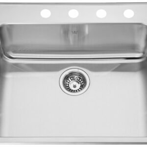 Steel Queen 25-1/4" 4-Hole 1 Bowl Drop-In Kitchen Sink - Stainless Steel QSLA2225-8-4 Kindred