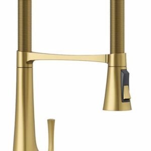 Graze Semi-Professional Kitchen Faucet with Spring Pulldown Spray - Vibrant Brushed Moderne Brass 22060-2MB Kohler
