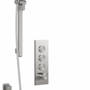 SquareOne TB3 Thermostatic Push-Button Shower System with Wall Arm - Pure Nickel BF2070-125 Kalia