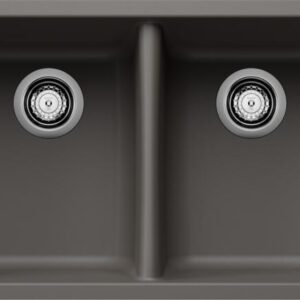 Horizon U 2 Bowl Silgranit Undermount Kitchen Sink - Volcano Gray 402914 Blanco