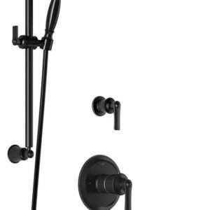 Rustik TD2 Thermostatic Shower System with Vertical Ceiling Arm (Less Valves) - Black BF1520-165-001 Kalia
