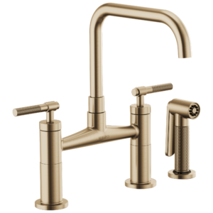 Litze Bridge Faucet with Square Spout and Knurled Handle - Luxe Gold 62553LF-GL Brizo