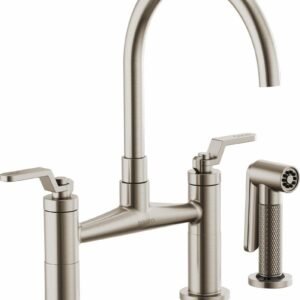 Litze Bridge Faucet with Arc Spout and Industrial Handle - Stainless 62544LF-SS Brizo