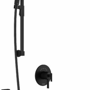 RoundOne TCD1 Premia Thermostatic Coaxial Shower System with Vertical Ceiling Arm - Matte Black BF1636-160-201 Kalia