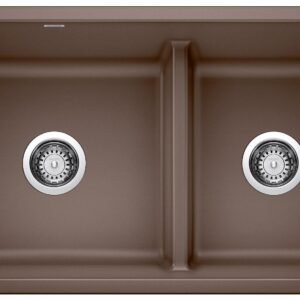 Precis U 1-3/4 2 Bowl Silgranit Low Divide Undermount Kitchen Sink - Cafe 402066 Blanco