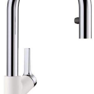 Urbena Kitchen Faucet with Pulldown Spray - Chrome/White 526391 Blanco
