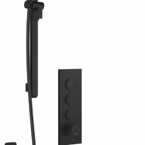 SquareOne TB3 Thermostatic Push-Button Shower System with Vertical Ceiling Arm - Matte Black BF2070-160-001 Kalia