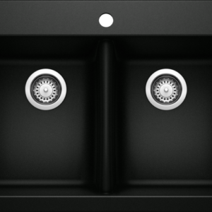 Horizon 210 2 Bowl Siligraint Drop-In Kitchen Sink - Coal Black 402678 Blanco