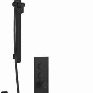 SquareOne TB2 Plus Thermostatic Push-Button Shower System with Vertical Ceiling Arm (Less Valve) - Matte Black BF2069-160-101 Kalia