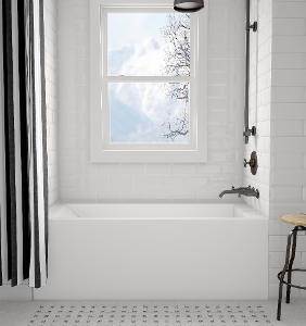 Amala 60 x 30 Alcove Bathtub with RH Drain - White 41172 Acritec
