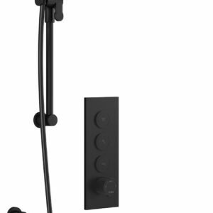 RoundOne TB3 Thermostatic Push-Button Shower System with Wall Arm - Matte Black BF2066-160 Kalia
