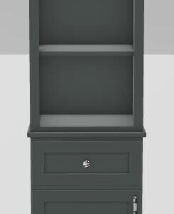 18" LH Linen Tower Modern Shaker Lower Doors Only with Curved Handles and Knobs - Moss Grey 18LHMOSSMSLOWCHRKNBCUR Stonewood Cabinetry