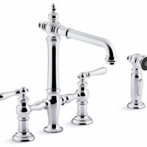 Artifacts 2-Hole Bridge Kitchen Faucet with Side Spray - Polished Chrome 76519-4-CP Kohler
