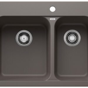 Vision 1-1/2 2 Bowl Silgraint Drop-In Kitchen Sink - Volcano Gray 402941 Blanco