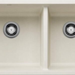 Precis U 1-3/4 2 Bowl Silgranit Undermount Kitchen Sink - Soft White 402876 Blanco