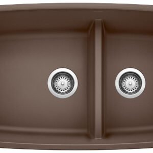 Performa U 1-3/4 2 Bowl Silgranit Low Divide Undermount Kitchen Sink - Cafe 401186 Blanco