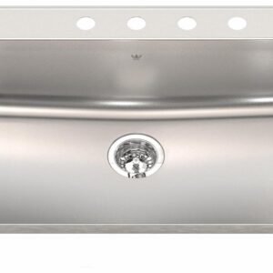 Steel Queen 33-3/8" 4-Hole 1 Bowl Drop-In Kitchen Sink - Stainless Steel QSLA2233-8-4 Kindred
