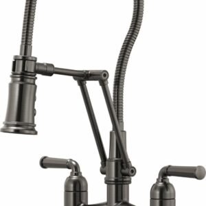 Rook Articulating Bridge Faucet With Finished Hose - Luxe Steel 62174LF-SL Brizo